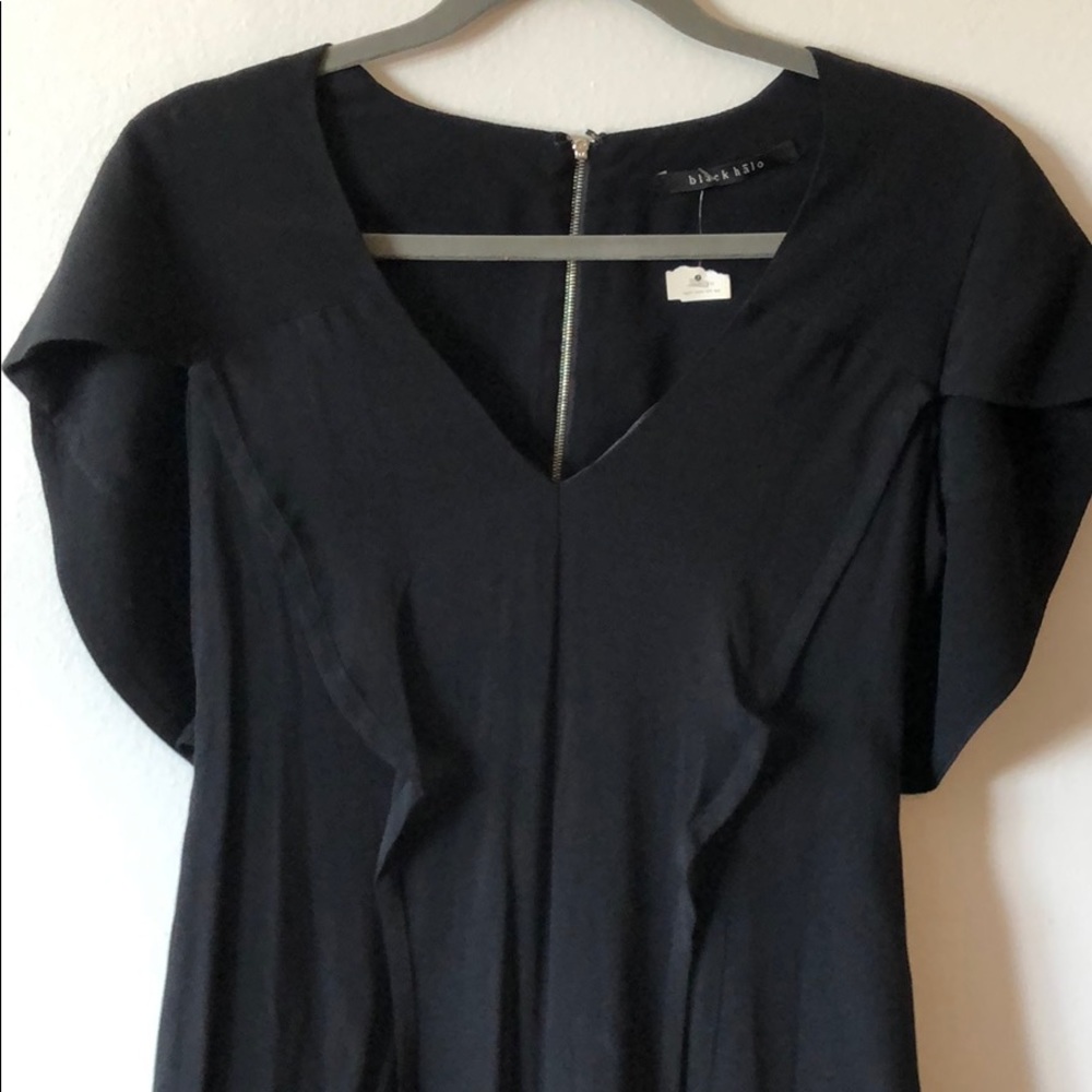 Little black dress with front ruffle